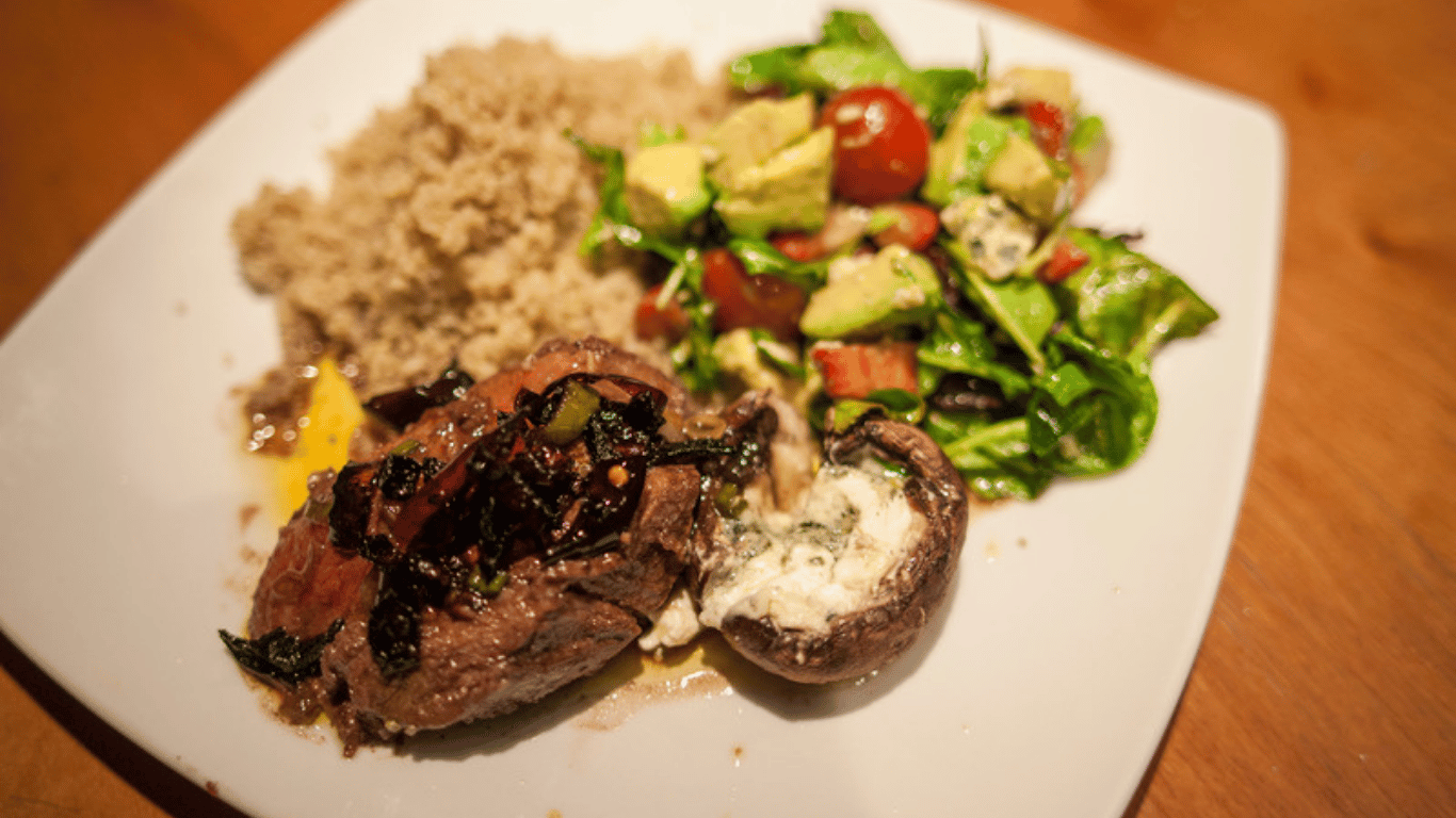 Garlic Herb Butter Sirloin Steaks with Quinoa Salad